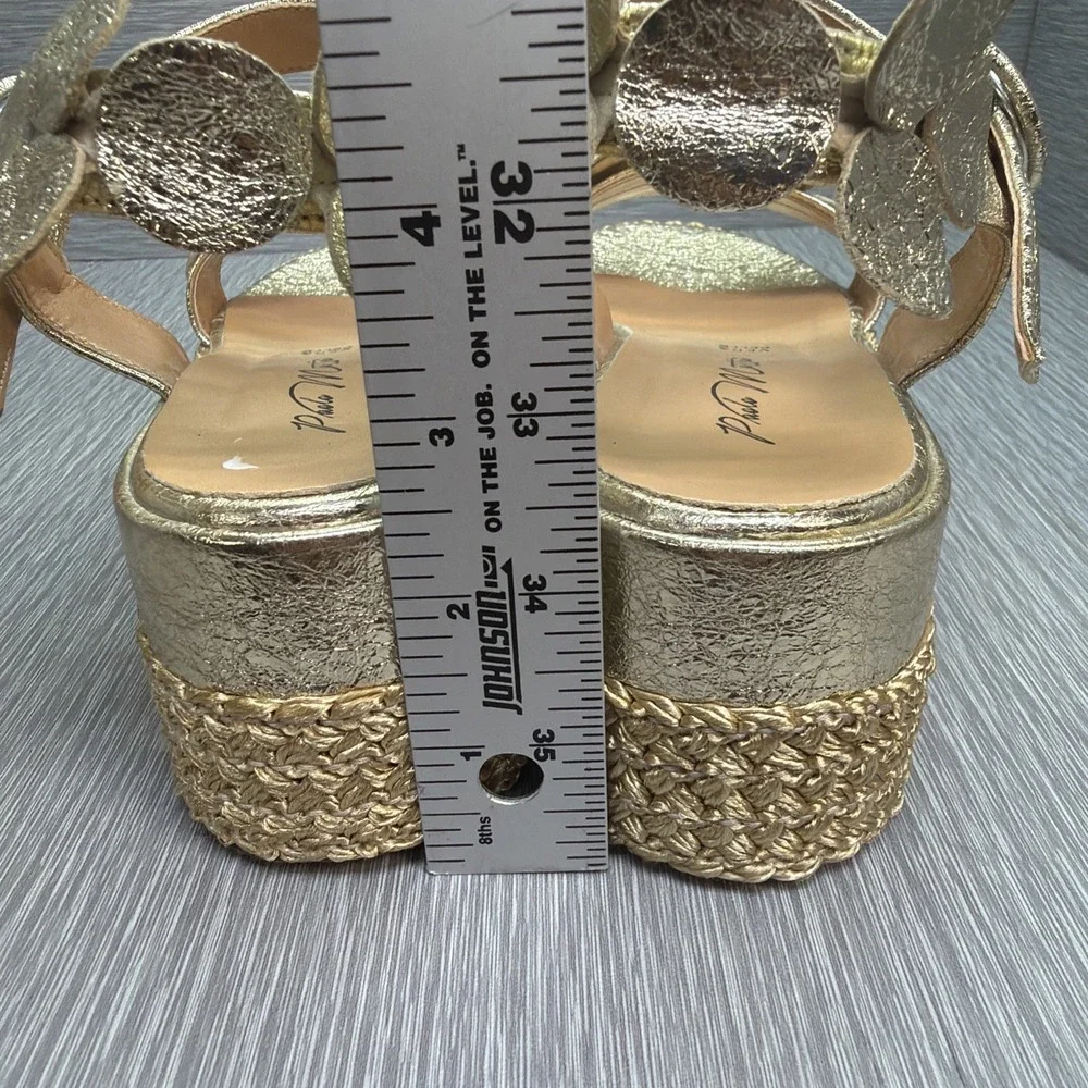 Paolo Mattei Gold Espadrille Platform‎ Sandals Italy EU 39 US 8 Resort Wedding